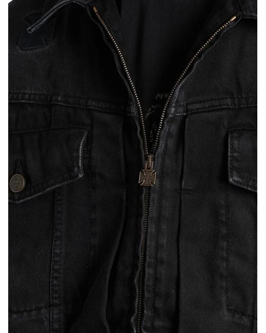 Vetements Black Zip-Up Denim Jacket for men