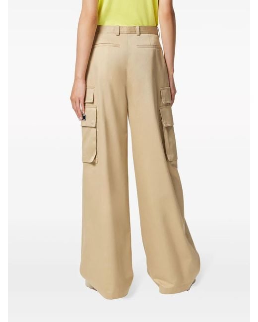 Pantaloni A Vita Alta di Versace in Natural