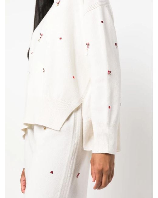 Barrie フローラル カシミアセーター White