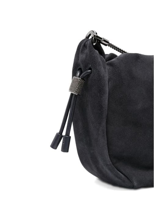 Brunello Cucinelli Black Drawstring Chain-Strap Cross Body Bag