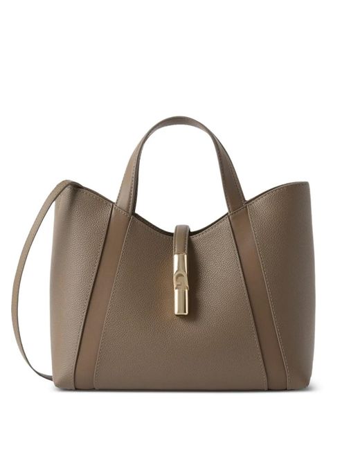 Furla Brown Goccia Grained Leather Tote Bag