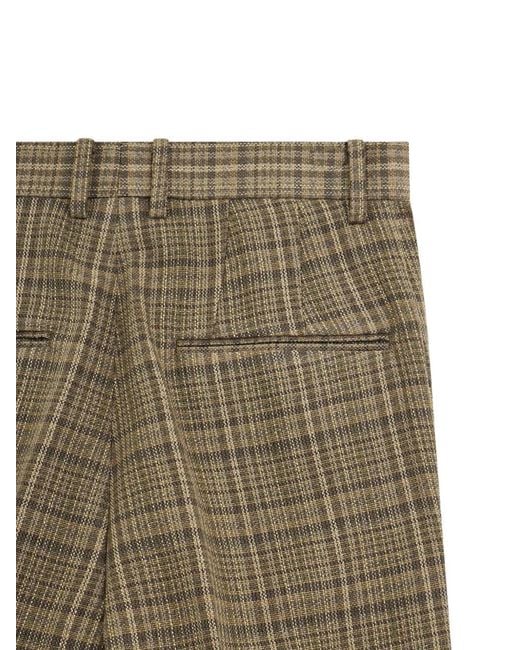 Auralee Green Check-Pattern Pleated Trousers