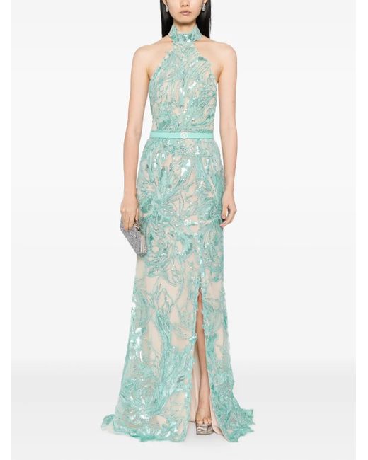 Saiid Kobeisy Green Embroidered Gown