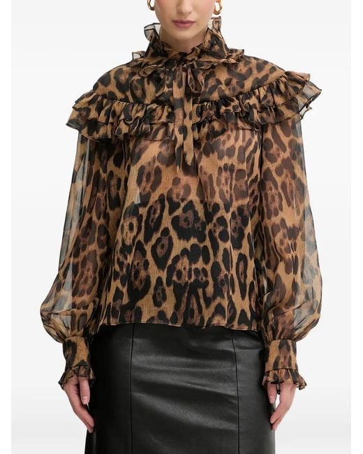 Blusa Con Estampado De Leopardo Bardot de color Brown