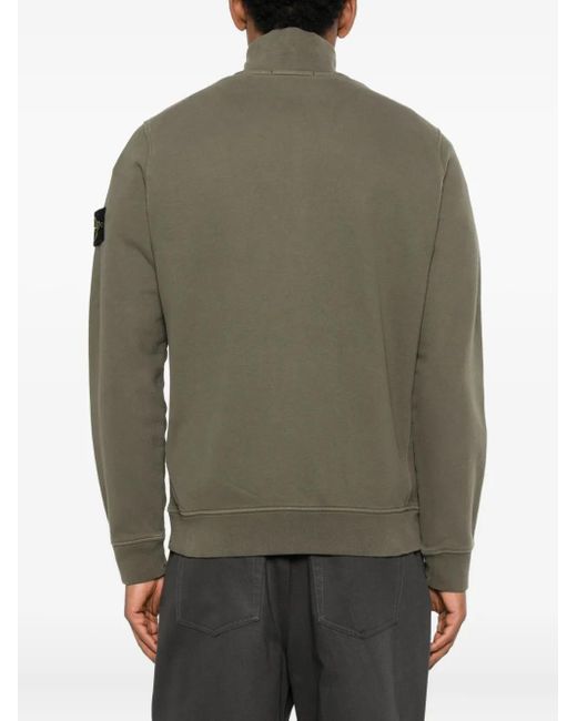 Stone Island Green Logo-Patch Sweatshirt for men