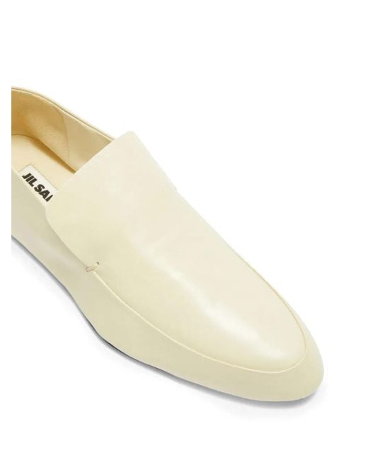 Jil Sander Natural Slip-On Leather Loafers