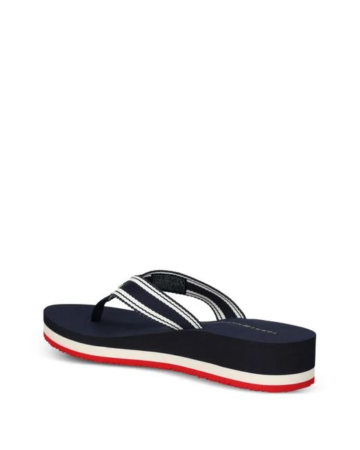 Tommy Hilfiger Blue Striped Platform Flip-Flops