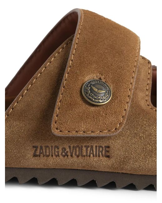 Zadig & Voltaire Brown Santa Fe Logo-Detail Sandals