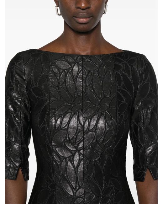 Talbot Runhof Black Bogna5 Midi Dress