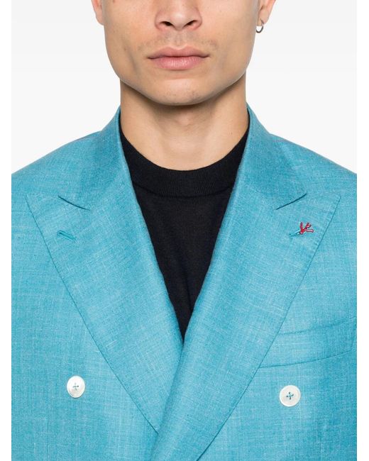 Isaia Blue Double-Breasted Blazer for men