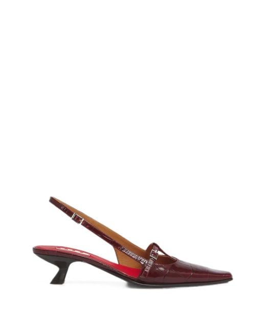 Marni Pink Burgundy Croc-Effect Leather Katty Slingback