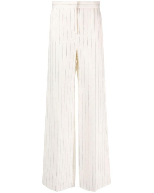 Max Mara White Striped High-waisted Trousers