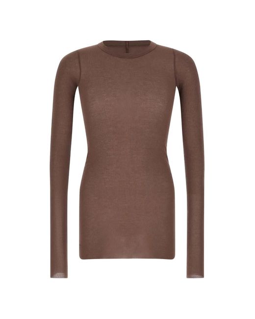 Rick Owens Brown Rib Ls T Raw-Cut T-Shirt for men
