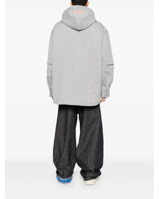 PDF Gray Hooded Logo-Detail Jacket for men