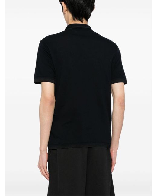 Emporio Armani Black Quarter-zip Polo Shirt for men