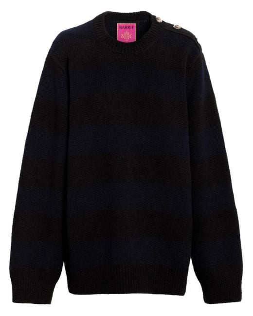 Barrie Blue Striped Ribbed-Knit Jumper
