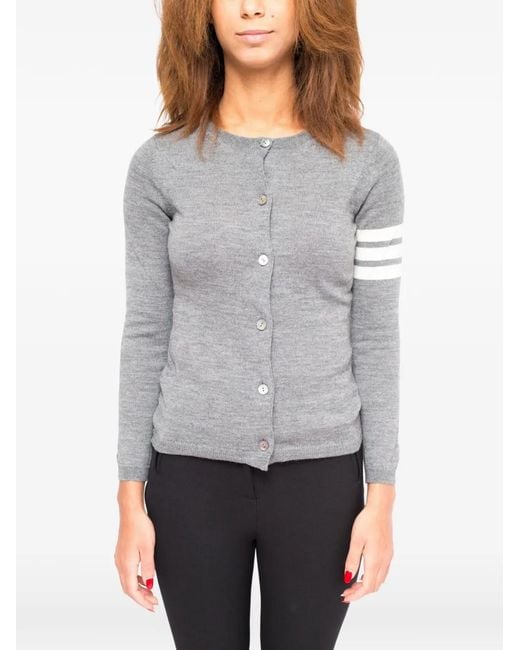LA ROSE Gray Striped Cardigan