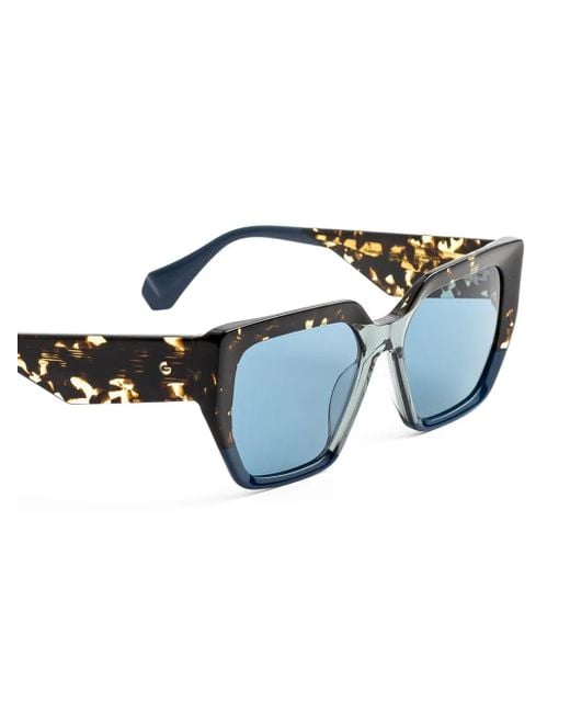 Gigi Studios Blue Tortoiseshell Geometric Sunglasses