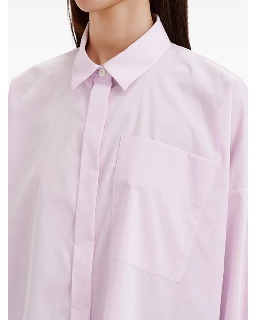 Enfold Pink Stepped-Hem Patch-Pocket Shirt