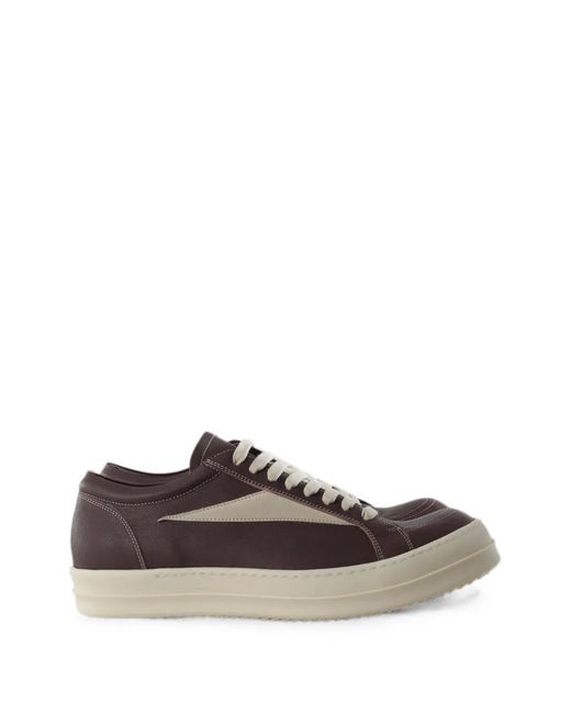 Rick Owens White Leather Panelled Sneakers for men