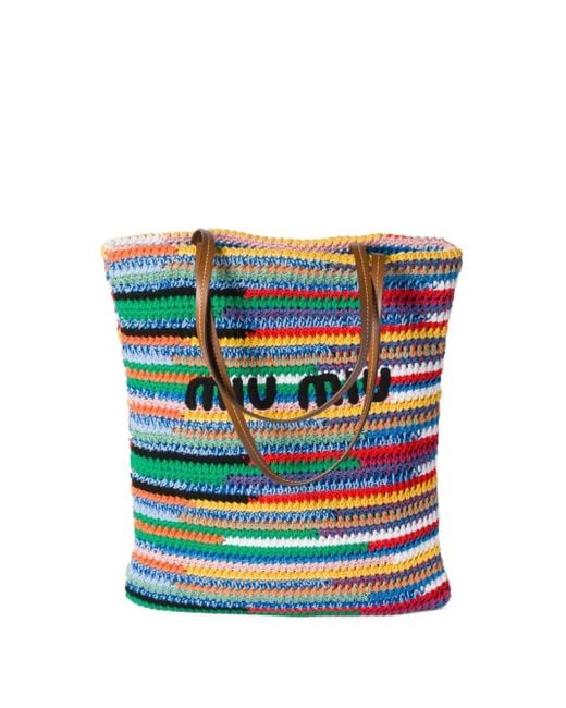 Miu Miu Blue Crocheted Tote Bag