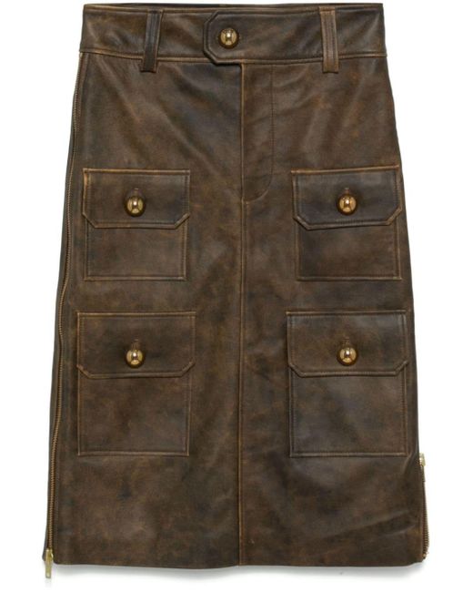 VAQUERA Brown Leather Skirt