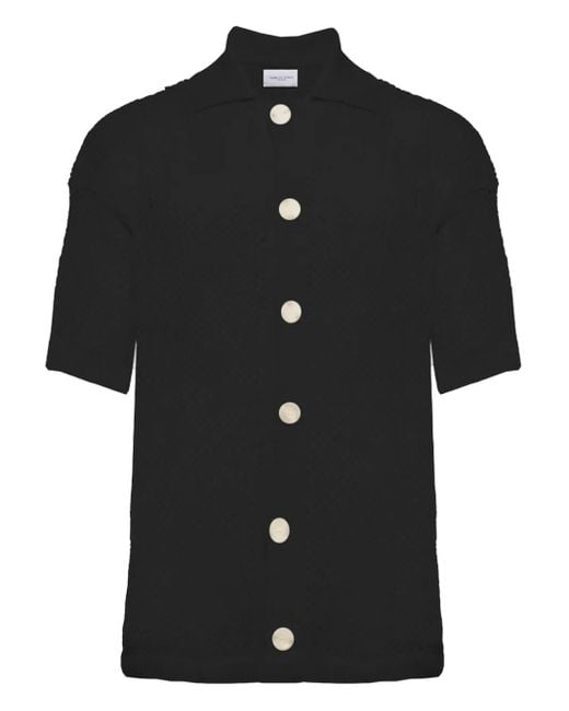 FAMILY FIRST Black Textured Button-Up Shirt for men