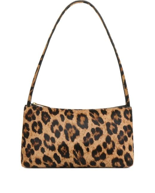 Mansur Gavriel Gaia Schoudertas Met Luipaardprint En Kalfshaar in het Metallic
