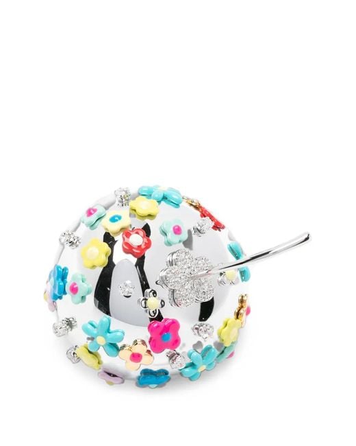 YVMIN White Bague En Forme De Pomme À Motif Floral