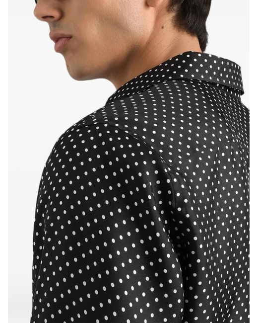 Dolce & Gabbana Black Polka Dot-Print Martini Twill Shirt for men