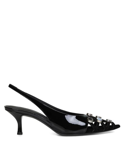 The Attico Black 50Mm Leather Slingback Pumps