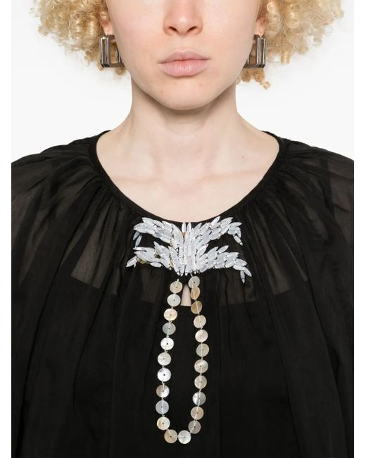 Forte_forte Black Embroidered Blouse