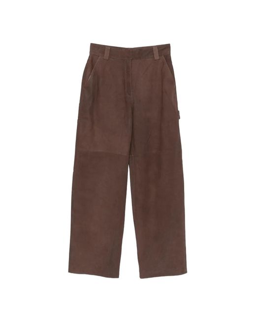 IRO Brown Leather Panelled Trousers