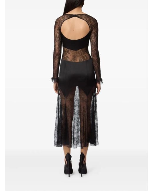 Nina Ricci Midi-Jurk Met Kant in het Black