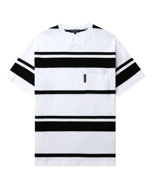 Comme des Garçons White Striped Cotton T-shirt for men