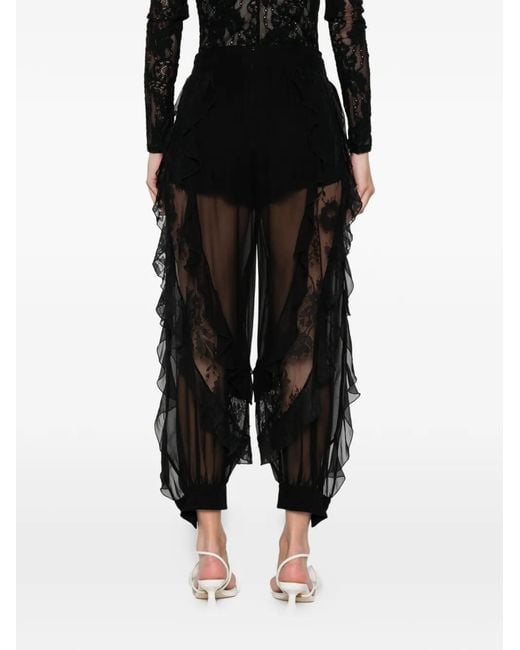 Zimmermann Black Rebellion Ruffled Lace Trousers