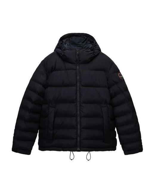 Napapijri Blue Hooded Padded Jacket for men