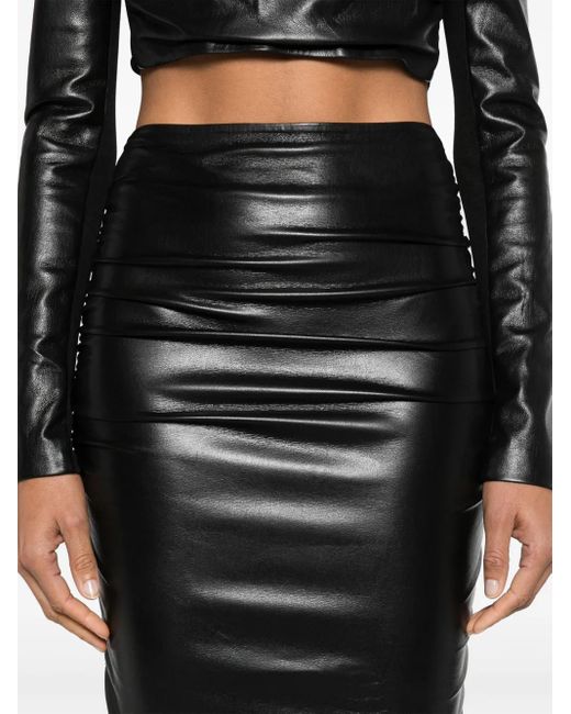 Nanushka Black Hester Ruched-Detail Midi Skirt