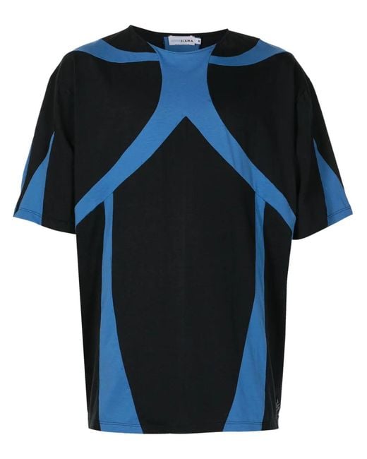 Amir Slama Blue Panelled Round-Neck T-Shirt for men