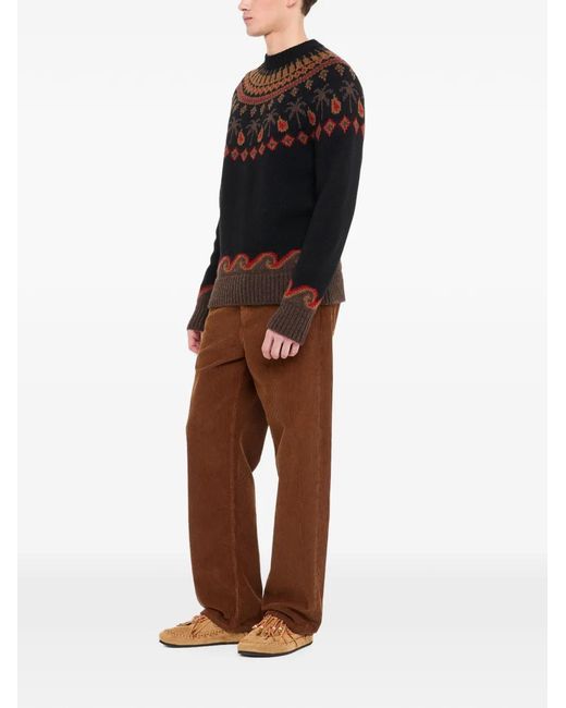 Alanui Black Sweet Winter Jacquard-Knit Wool Sweater for men