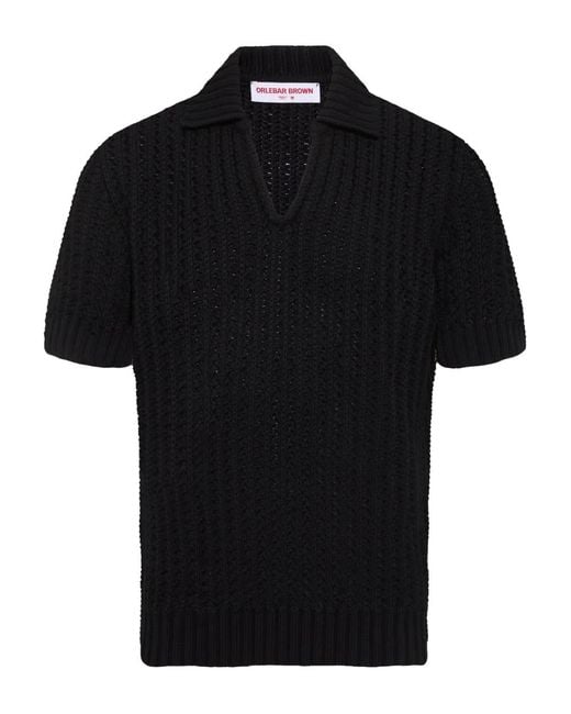 Orlebar Brown Black Swift Crochet-Knit Top for men