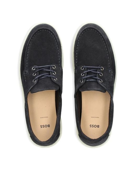 Boss Black Suede Loafers With Slightly Translucent Sole for men