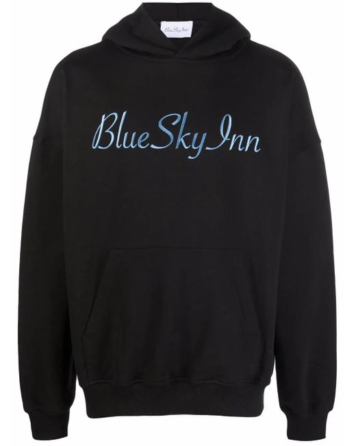 BLUE SKY INN Black Logo-Print Pullover Hoodie for men