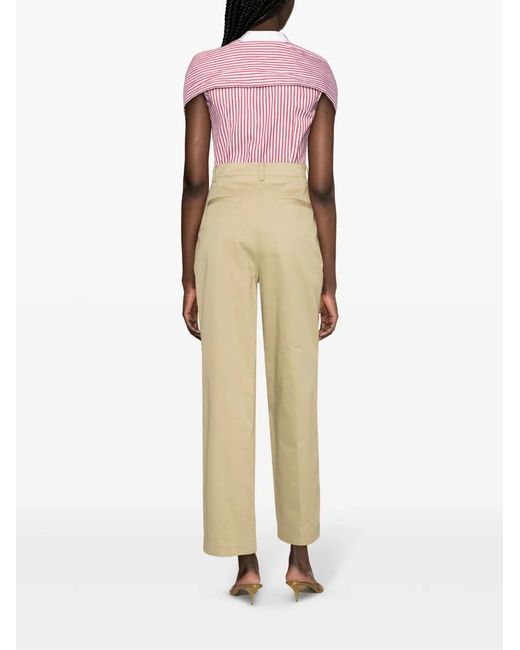 DSquared² Pink Knotted-Sleeves Striped Shirt