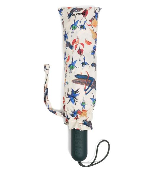 Bimba Y Lola White Insect-Print Floral Umbrella