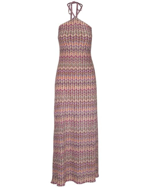 Missoni Purple Zigzag-woven Sequined Maxi Dress