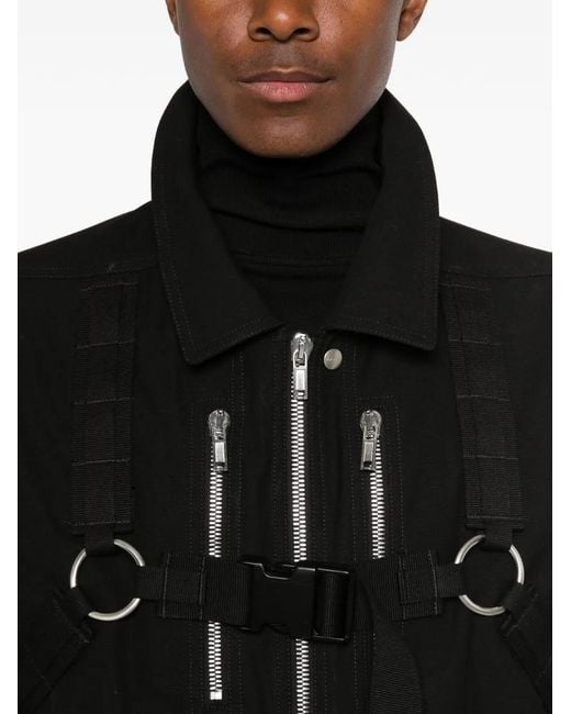 Rick Owens Black Blixa Harness-Detail Cargo-Pockets Bomber Jacket for men