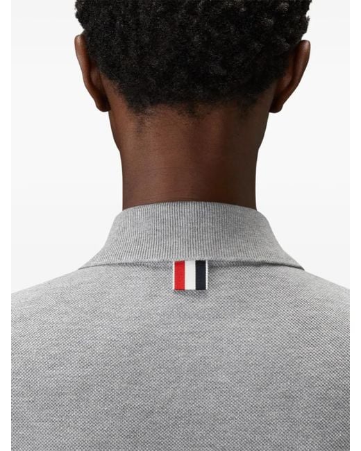Thom Browne Gray Keyhole Piqué Polo Shirt