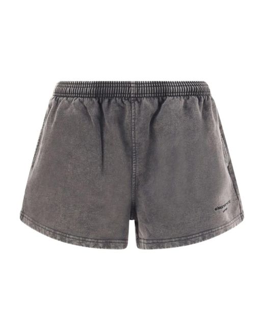 Alexander Wang Gray Embroidered-Logo Running Shorts
