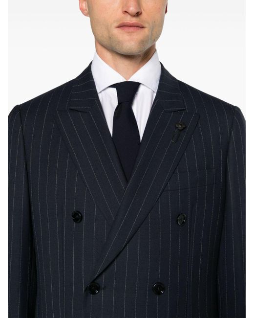 Lardini Blue Pinstriped Double-breasted Suit for men